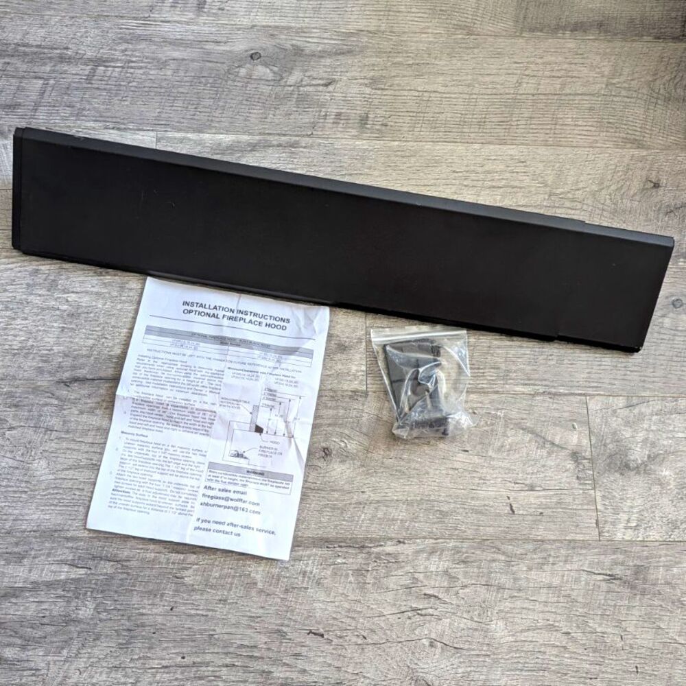 New Black Metal Fireplace Hood, 28-48 in, Hardware Included